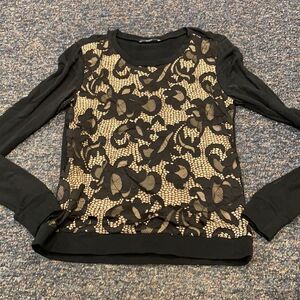 Tart Black and beige lace top sz. M